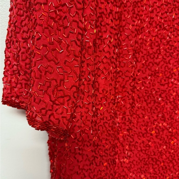 Oleg Cassini Vintage Radiant Red Sequin Midi Dress Size 12 - Picture 6 of 9
